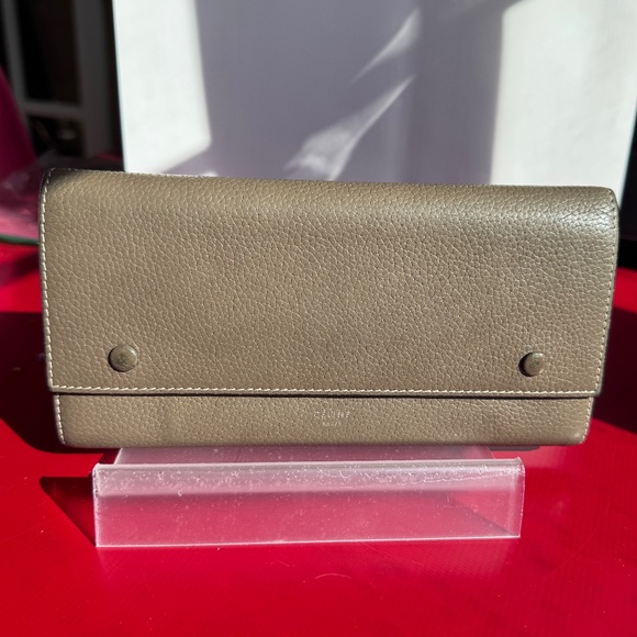 Celine Leather Wallet Taupe w/ Yellow Interior EUC - Picture 16 of 16